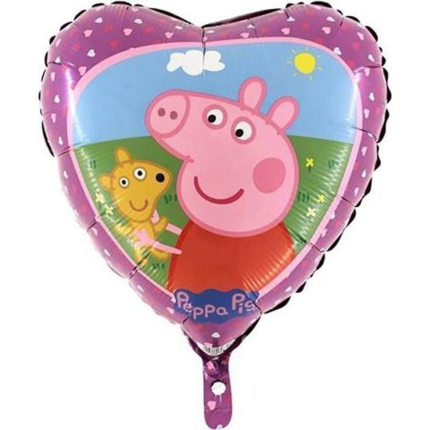 Balon Foliowy Serce Świnka Peppa różowa, 46cm Grabo Balon Foliowy Serce Świnka Peppa różowa, 46cm Grabo