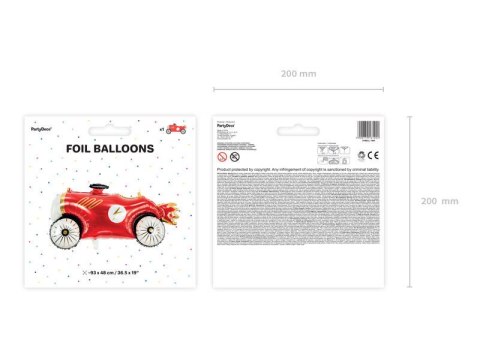 Balon foliowy Auto, Samochód 93x48cm Partydeco Balon foliowy Auto, Samochód 93x48cm Partydeco