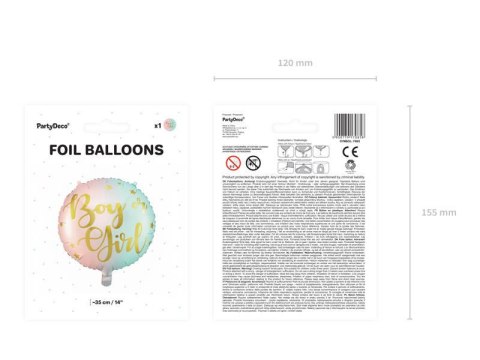 Balon foliowy Boy or Girl, 35cm Partydeco Balon foliowy Boy or Girl, 35cm Partydeco
