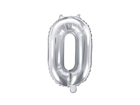 Balon foliowy Cyfra 0, 35cm, srebrny Partydeco Balon foliowy Cyfra 0, 35cm, srebrny Partydeco