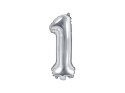 Balon foliowy Cyfra 1, 35cm, srebrny Partydeco