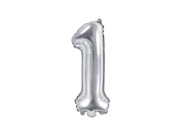 Balon foliowy Cyfra 1, 35cm, srebrny Partydeco