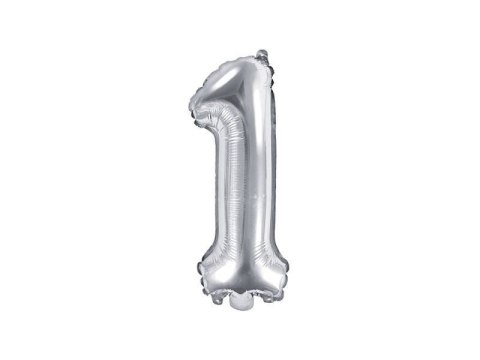Balon foliowy Cyfra 1, 35cm, srebrny Partydeco