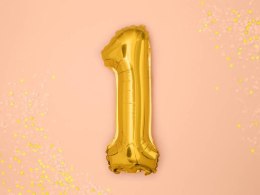 Balon foliowy Cyfra 1, 35cm, złoty Partydeco