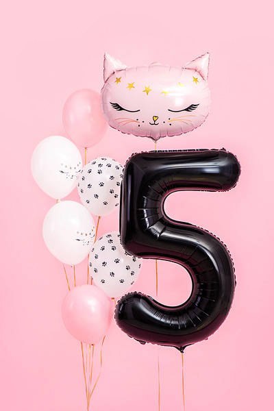 Balon foliowy Cyfra 5 czarna, 86cm Partydeco Balon foliowy Cyfra 5 czarna, 86cm Partydeco