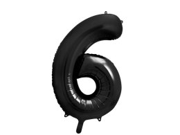 Balon foliowy Cyfra 6 czarna, 86cm Partydeco