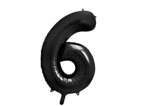 Balon foliowy Cyfra 6 czarna, 86cm Partydeco Balon foliowy Cyfra 6 czarna, 86cm Partydeco