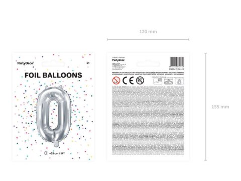 Balon foliowy Cyfra 8, 35cm, srebrny Partydeco Balon foliowy Cyfra 8, 35cm, srebrny Partydeco
