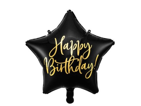 Balon foliowy Happy Birthday Czarna gwiazda 40 cm Partydeco Balon foliowy Happy Birthday Czarna gwiazda 40 cm Partydeco