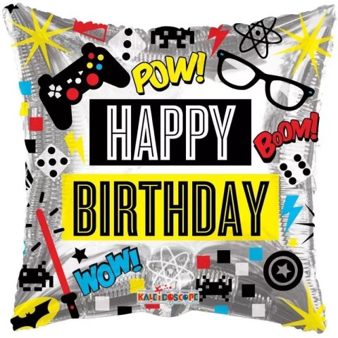 Balon foliowy Happy Birthday Game, 46 cm Kaleidoscope Balon foliowy Happy Birthday Game, 46 cm Kaleidoscope