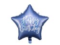 Balon foliowy Happy Birthday ! Granatowa gwiazda 40 cm Partydeco