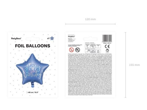 Balon foliowy Happy Birthday ! Granatowa gwiazda 40 cm Partydeco Balon foliowy Happy Birthday ! Granatowa gwiazda 40 cm Partydeco