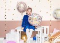 Balon foliowy Happy Birthday! Jasny różowy boho, 35cm Partydeco