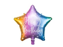 Balon foliowy Happy Birthday! Kolorowa gwiazda 40 cm Partydeco