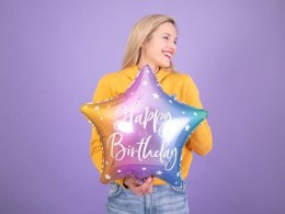 Balon foliowy Happy Birthday! Kolorowa gwiazda 40 cm Partydeco