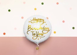 Balon foliowy Happy Birthday To You, biały, 35cm Partydeco