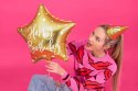 Balon foliowy Happy Birthday, Złota gwiazda 40 cm Partydeco