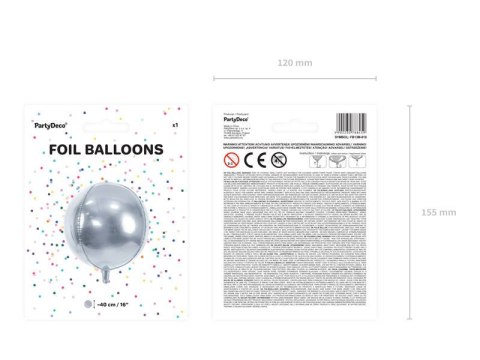 Balon foliowy Kula, 40cm, srebrna Partydeco Balon foliowy Kula, 40cm, srebrna Partydeco