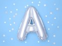 Balon foliowy Litera A, 35cm, Srebrna Partydeco