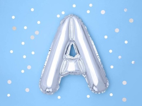 Balon foliowy Litera A, 35cm, Srebrna Partydeco Balon foliowy Litera A, 35cm, Srebrna Partydeco