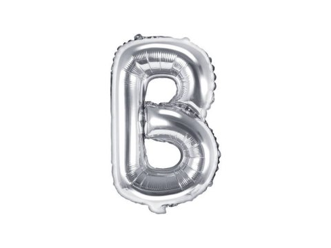 Balon foliowy Litera B, 35cm, Srebrna Partydeco Balon foliowy Litera B, 35cm, Srebrna Partydeco