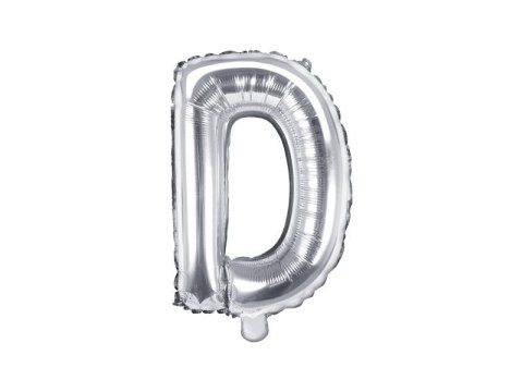 Balon foliowy Litera D, 35cm, Srebrna Partydeco Balon foliowy Litera D, 35cm, Srebrna Partydeco