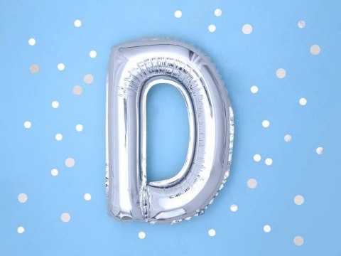 Balon foliowy Litera E, 35cm, Srebrna Partydeco Balon foliowy Litera E, 35cm, Srebrna Partydeco