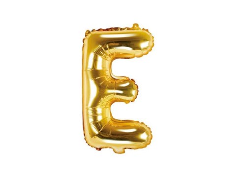Balon foliowy Litera E, 35cm, Złota Partydeco Balon foliowy Litera E, 35cm, Złota Partydeco