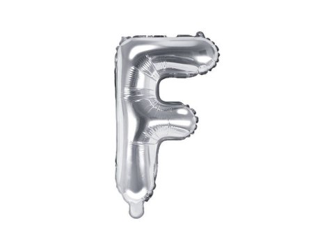Balon foliowy Litera F, 35cm, Srebrna Partydeco Balon foliowy Litera F, 35cm, Srebrna Partydeco
