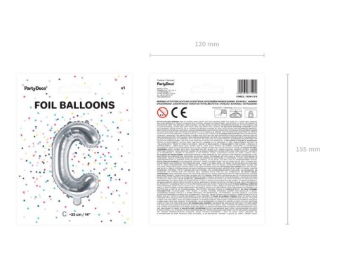 Balon foliowy Litera F, 35cm, Srebrna Partydeco Balon foliowy Litera F, 35cm, Srebrna Partydeco