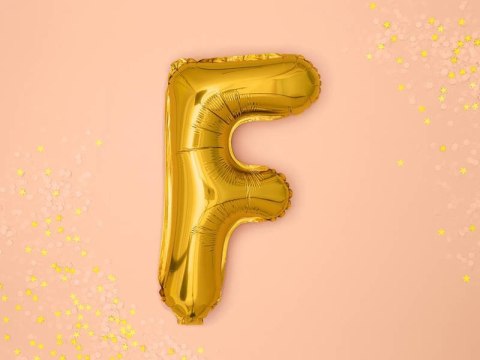 Balon foliowy Litera F, 35cm, Złota Partydeco Balon foliowy Litera F, 35cm, Złota Partydeco