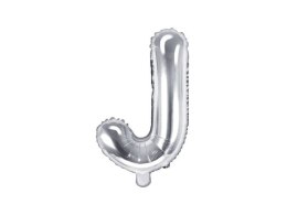 Balon foliowy Litera J, 35cm, Srebrna Partydeco