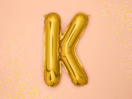 Balon foliowy Litera K, 35cm, Złota Partydeco