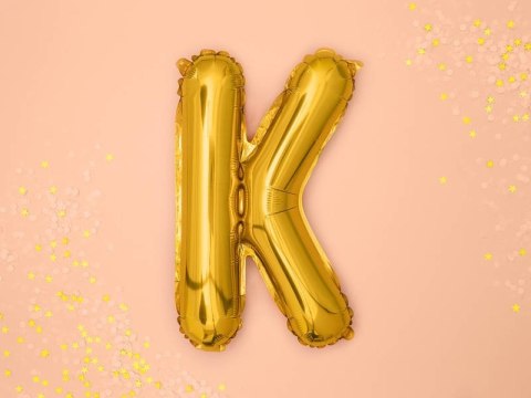 Balon foliowy Litera K, 35cm, Złota Partydeco Balon foliowy Litera K, 35cm, Złota Partydeco