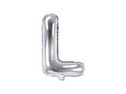 Balon foliowy Litera L, 35cm, Srebrna Partydeco