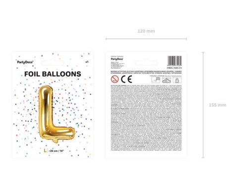 Balon foliowy Litera L 35cm, Złota Partydeco Balon foliowy Litera L 35cm, Złota Partydeco