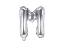 Balon foliowy Litera M, 35cm, Srebrna Partydeco