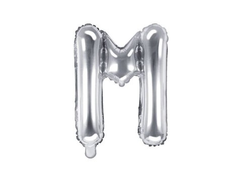 Balon foliowy Litera M, 35cm, Srebrna Partydeco Balon foliowy Litera M, 35cm, Srebrna Partydeco