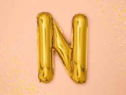 Balon foliowy Litera N 35cm, Złota Partydeco