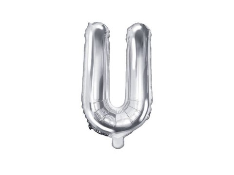 Balon foliowy Litera U 35cm, Srebrna Partydeco Balon foliowy Litera U 35cm, Srebrna Partydeco