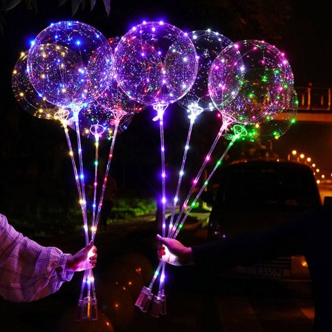 Balon przeźroczysty bobo z lampkami led na patyku 50cm, 1 kompl. Marka niezdefiniowana Balon przeźroczysty bobo z lampkami led na patyku 50cm, 1 kompl. Marka niezdefiniowana