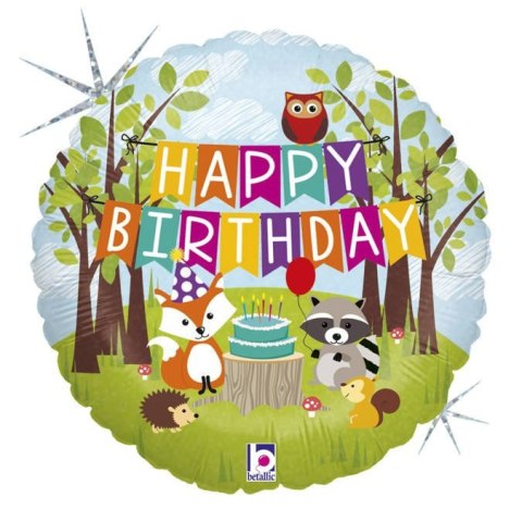 Balon urodzinowy Happy Birthday zwierzęta leśne 46 cm Grabo Balon urodzinowy Happy Birthday zwierzęta leśne 46 cm Grabo