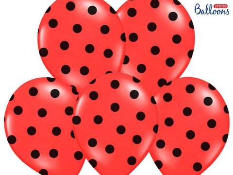 Balony czerwone w czarne groszki kropki, 30cm (1 op. / 6 szt.) Partydeco Balony czerwone w czarne groszki kropki, 30cm (1 op. / 6 szt.) Partydeco