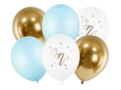 Balony lateksowe One, Pastel Light Blue Roczek 30cm, 6 szt. Partydeco Balony lateksowe One, Pastel Light Blue Roczek 30cm, 6 szt. Partydeco