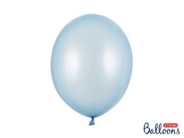 Balony lateksowe Strong, Błękitne, Metallic Baby Blue, 30cm, 10 szt. Partydeco
