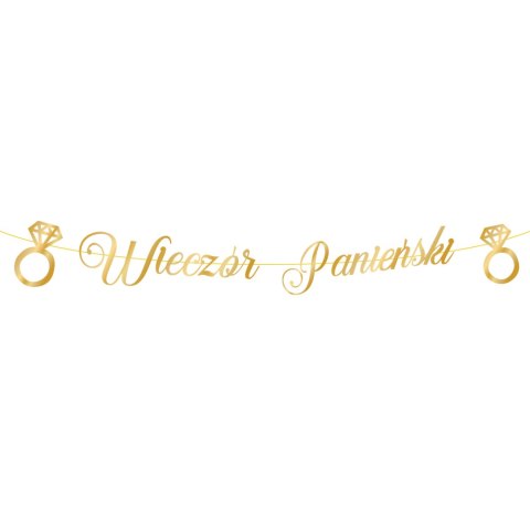 Baner Wieczór panieński, złoty napis 150 cm PartyPal Baner Wieczór panieński, złoty napis 150 cm PartyPal