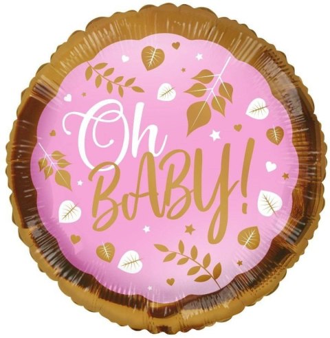 EKO Balon Foliowy Oh Baby! Różowy Baby Shower, okrągły 46 cm Kaleidoscope EKO Balon Foliowy Oh Baby! Różowy Baby Shower, okrągły 46 cm Kaleidoscope