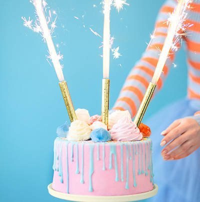 Fontanny na tort, złoty, 12cm, 12 szt. Partydeco Fontanny na tort, złoty, 12cm, 12 szt. Partydeco