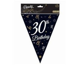 Girlanda papierowa, flagi, chorągiewki czarne, 30 Urodziny, 270 cm Godan