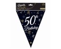 Girlanda papierowa, flagi, chorągiewki czarne, 50 Urodziny, 270 cm Godan